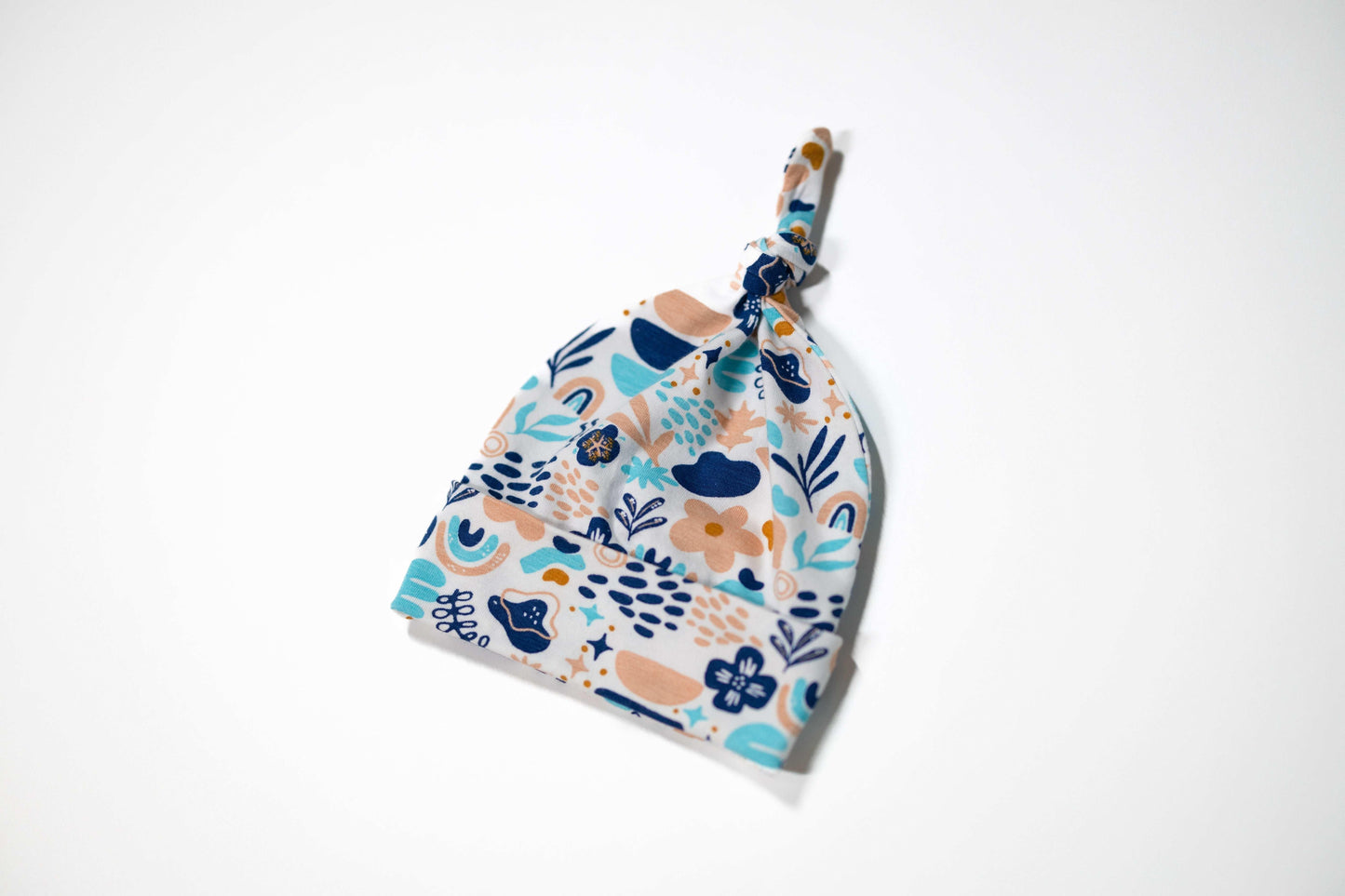 Peach Blue Boho - Organic Cotton Baby Top Knot Hat - CARLOMAR