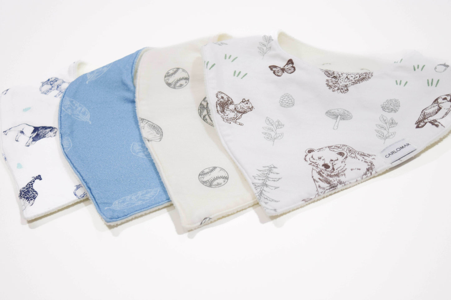 Premium Organic Cotton Bandana Baby Bibs - 4 Pack (Boys) - CARLOMAR