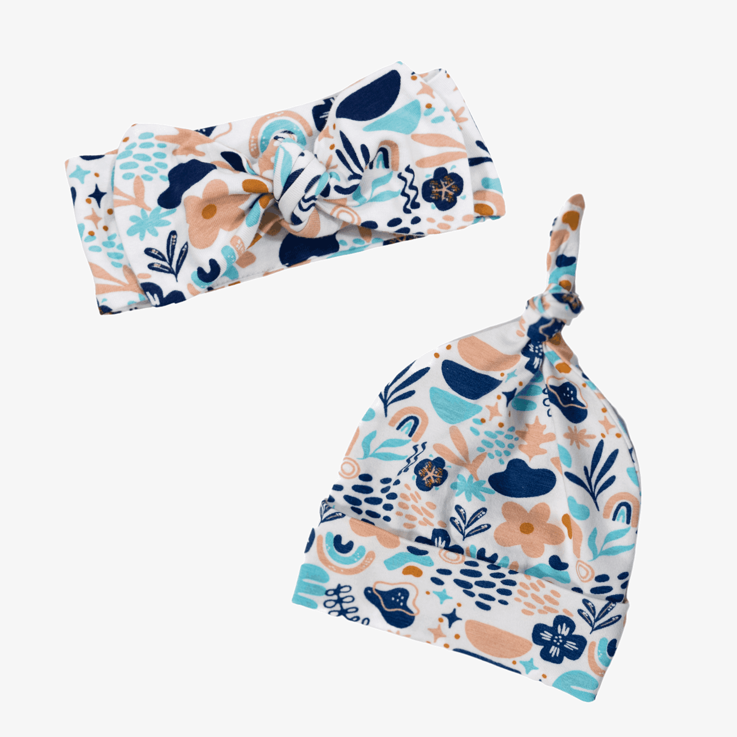 Baby Top Knot Hat & Baby Headband Bow Combo - CARLOMAR