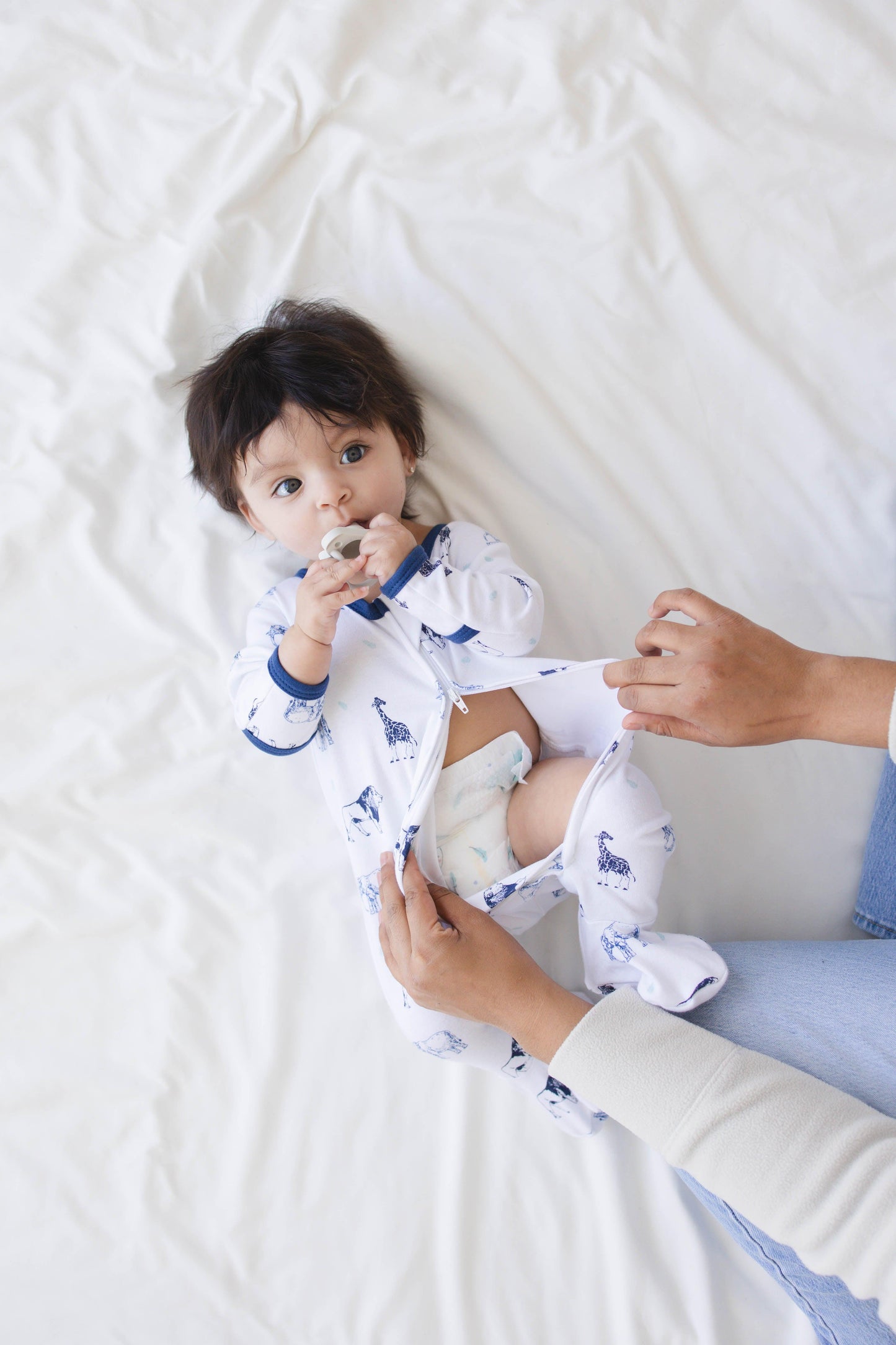 Blue Safari Lite - Two-Way Zipper Organic Cotton Sleep & Play Footie Pajamas - CARLOMAR