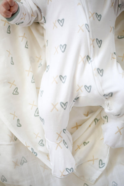 XOXO - Two Way Zipper Organic Cotton Sleep & Play Footie Pajamas - CARLOMAR
