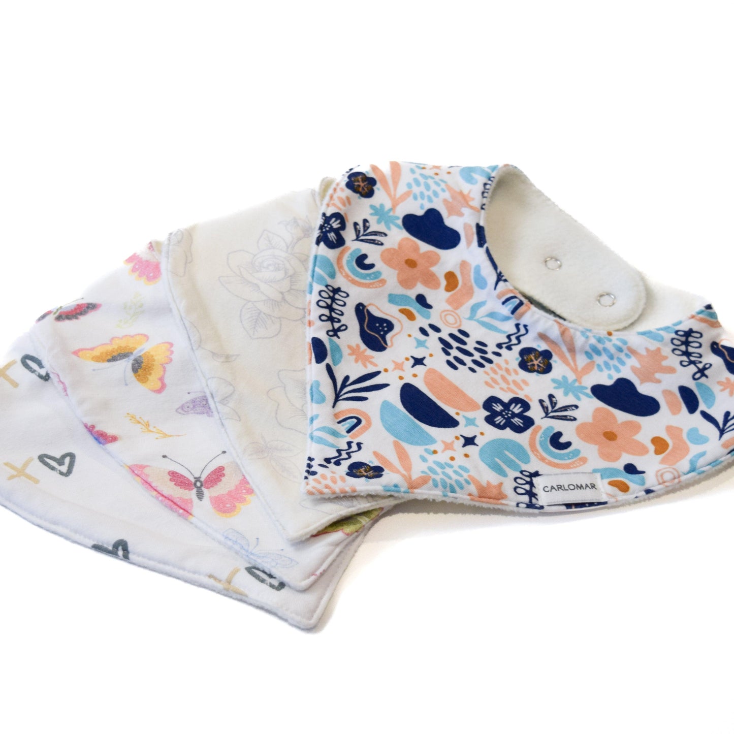 Premium Organic Cotton Bandana Baby Bibs - 4 Pack  (Girls) - CARLOMAR