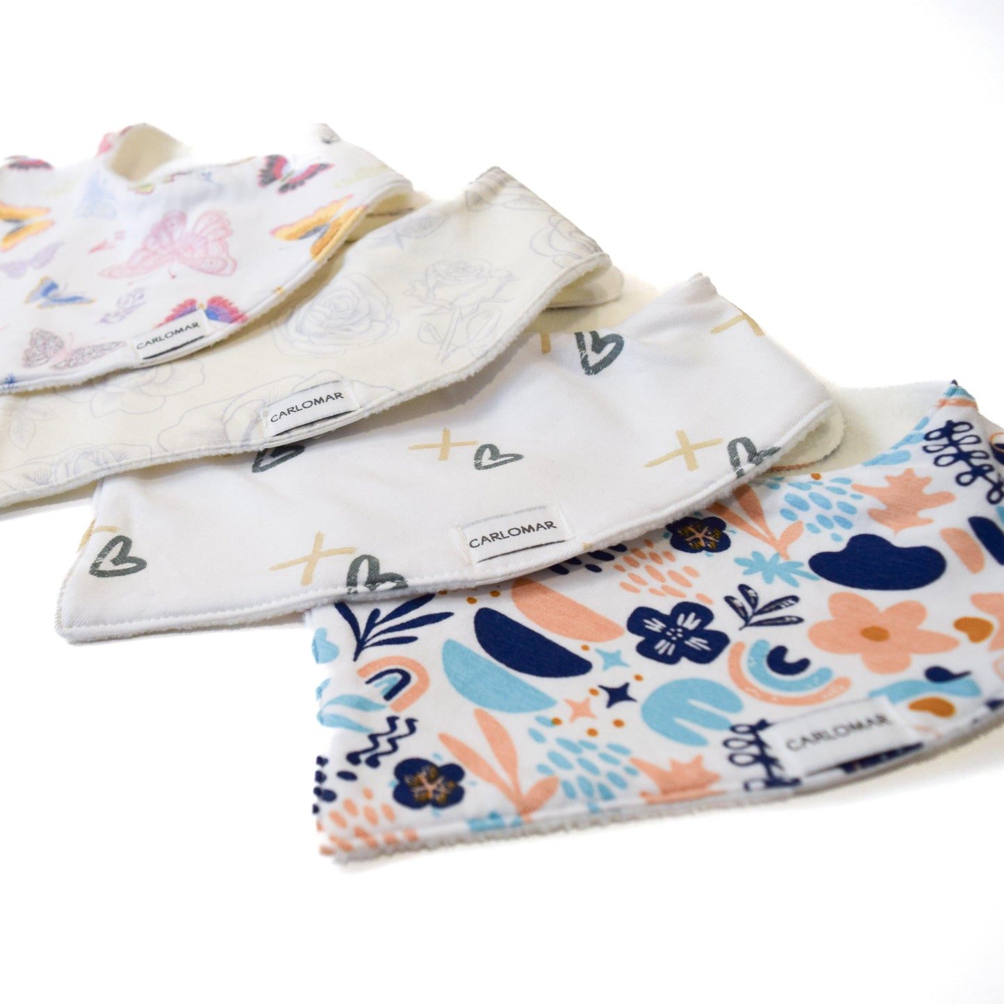 Premium Organic Cotton Bandana Baby Bibs - 4 Pack  (Girls) - CARLOMAR
