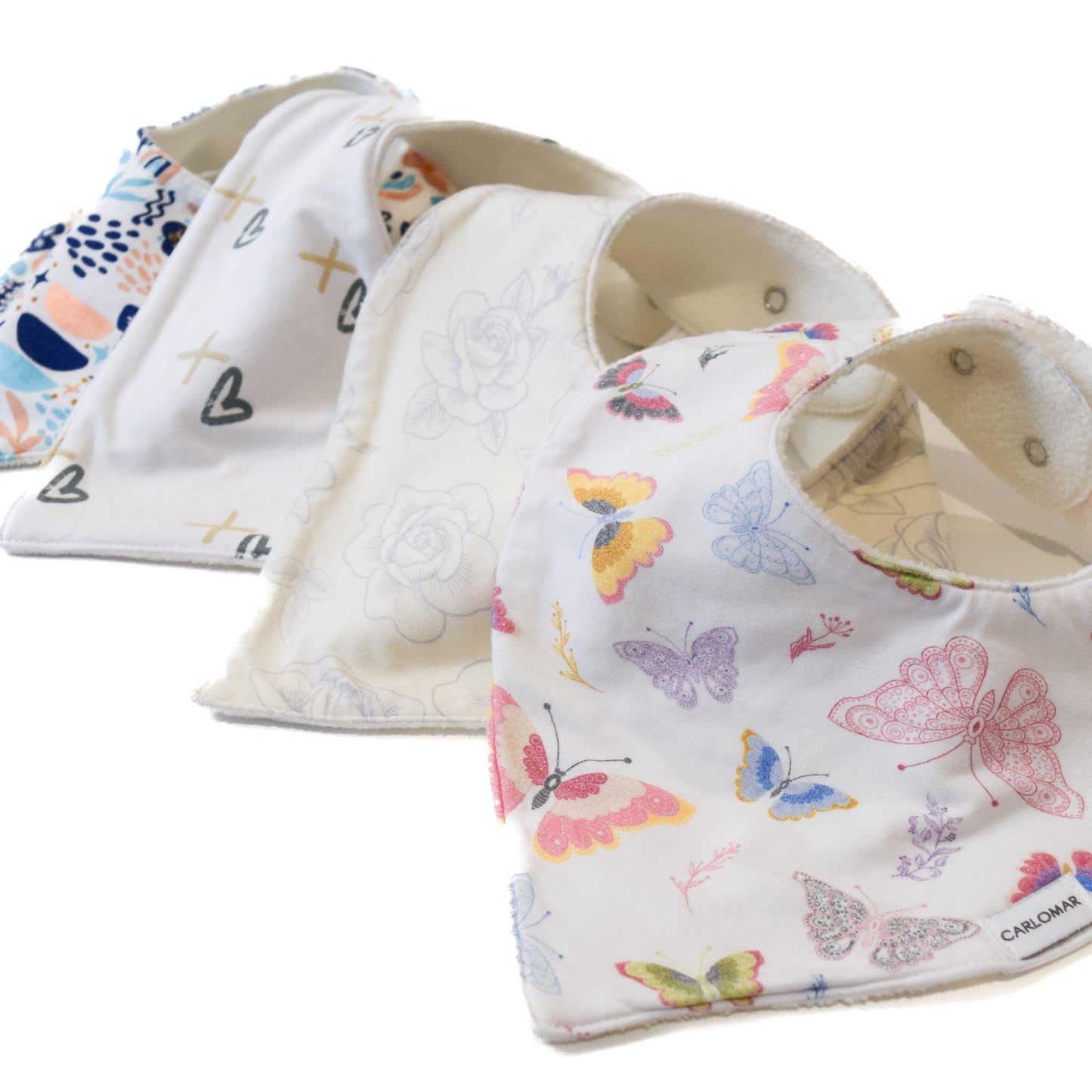 Premium Organic Cotton Bandana Baby Bibs - 4 Pack  (Girls) - CARLOMAR