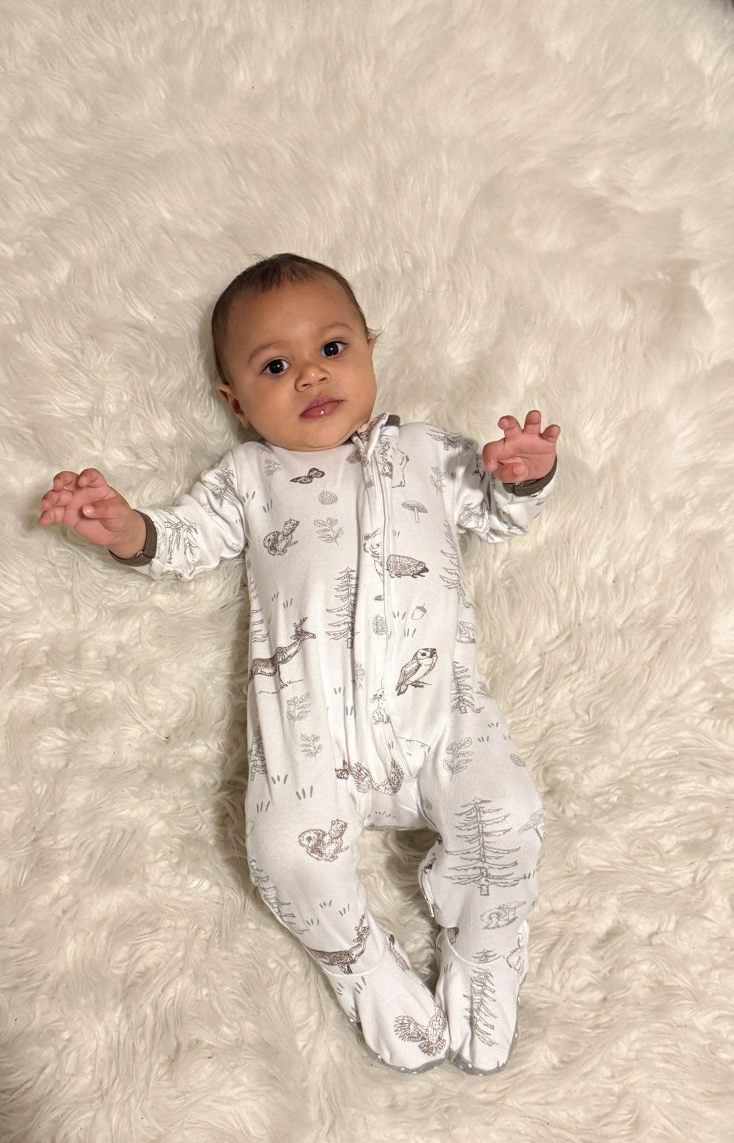 Woodland Sketch - Two-Way Zipper Organic Cotton Sleep & Play Footie Pajamas - CARLOMAR