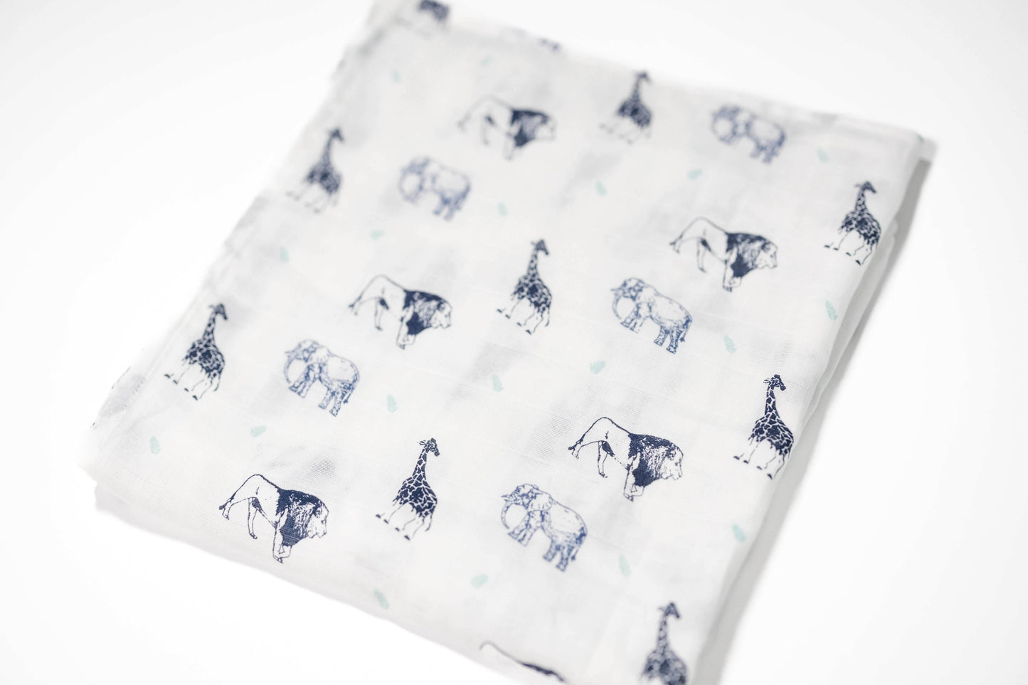 Blue Safari Lite - Organic Cotton Muslin Swaddle Blanket - CARLOMAR