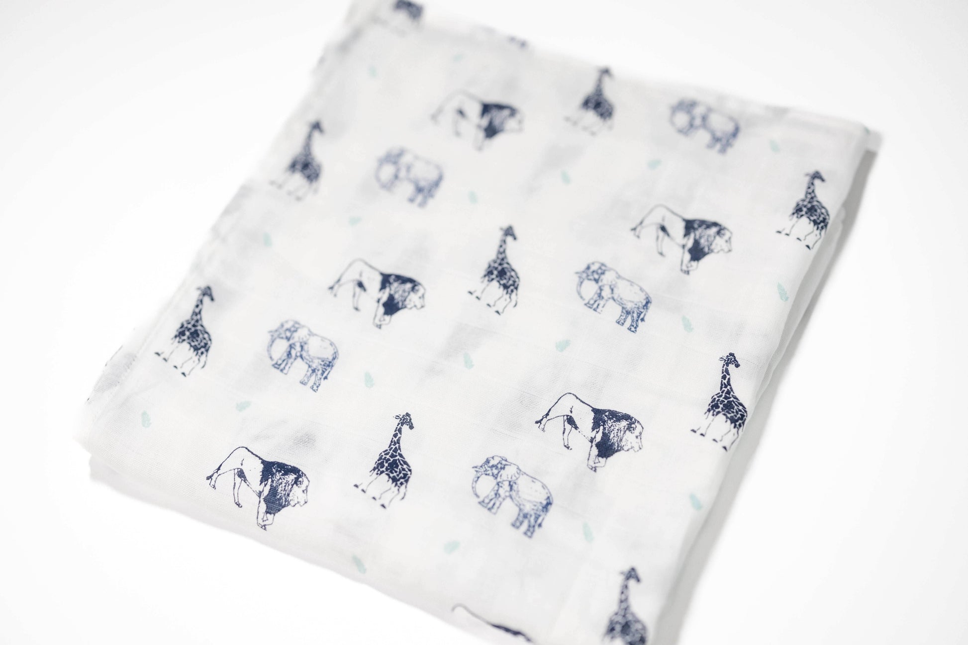 Blue Safari Lite - Organic Cotton Muslin Swaddle Blanket - CARLOMAR