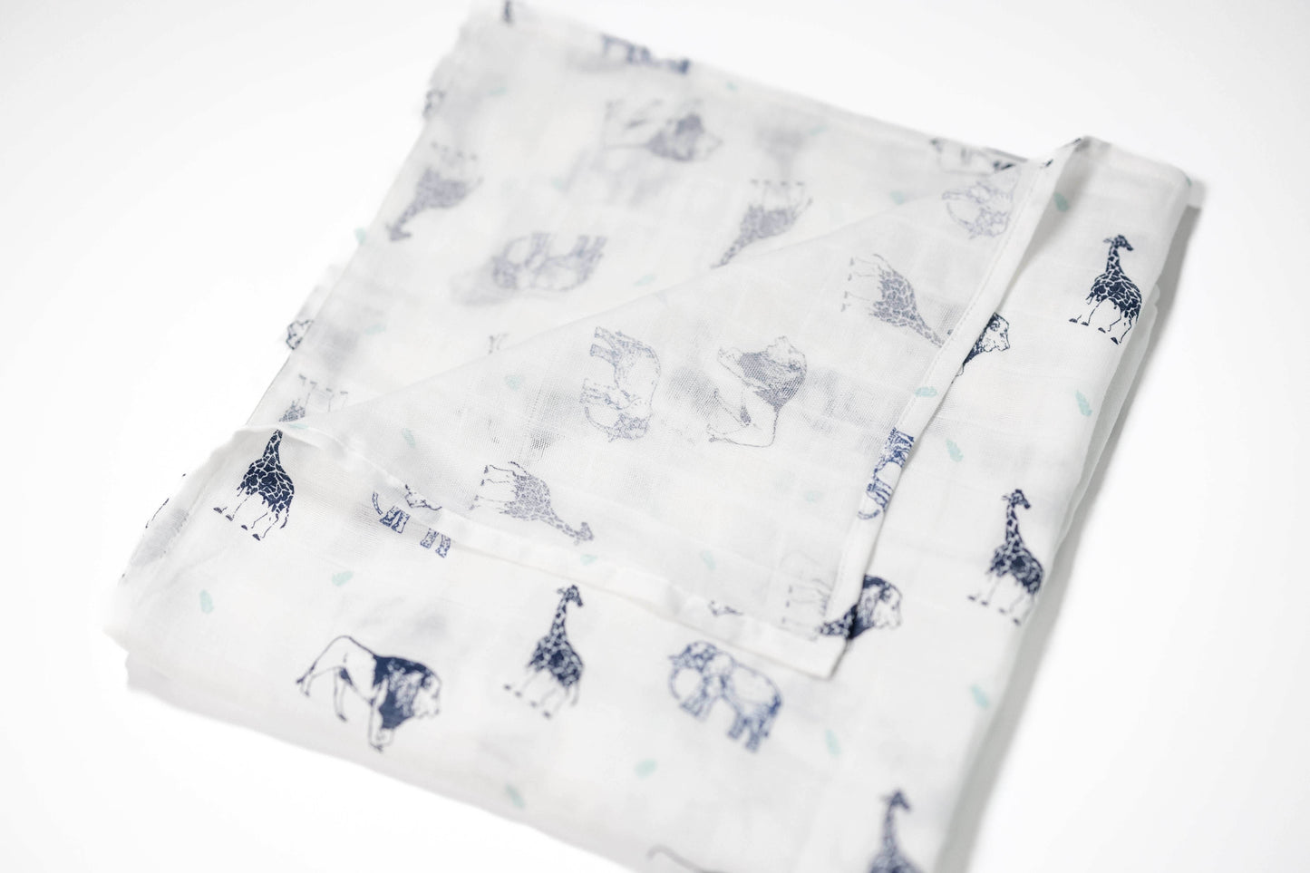 Blue Safari Lite - Organic Cotton Muslin Swaddle Blanket - CARLOMAR