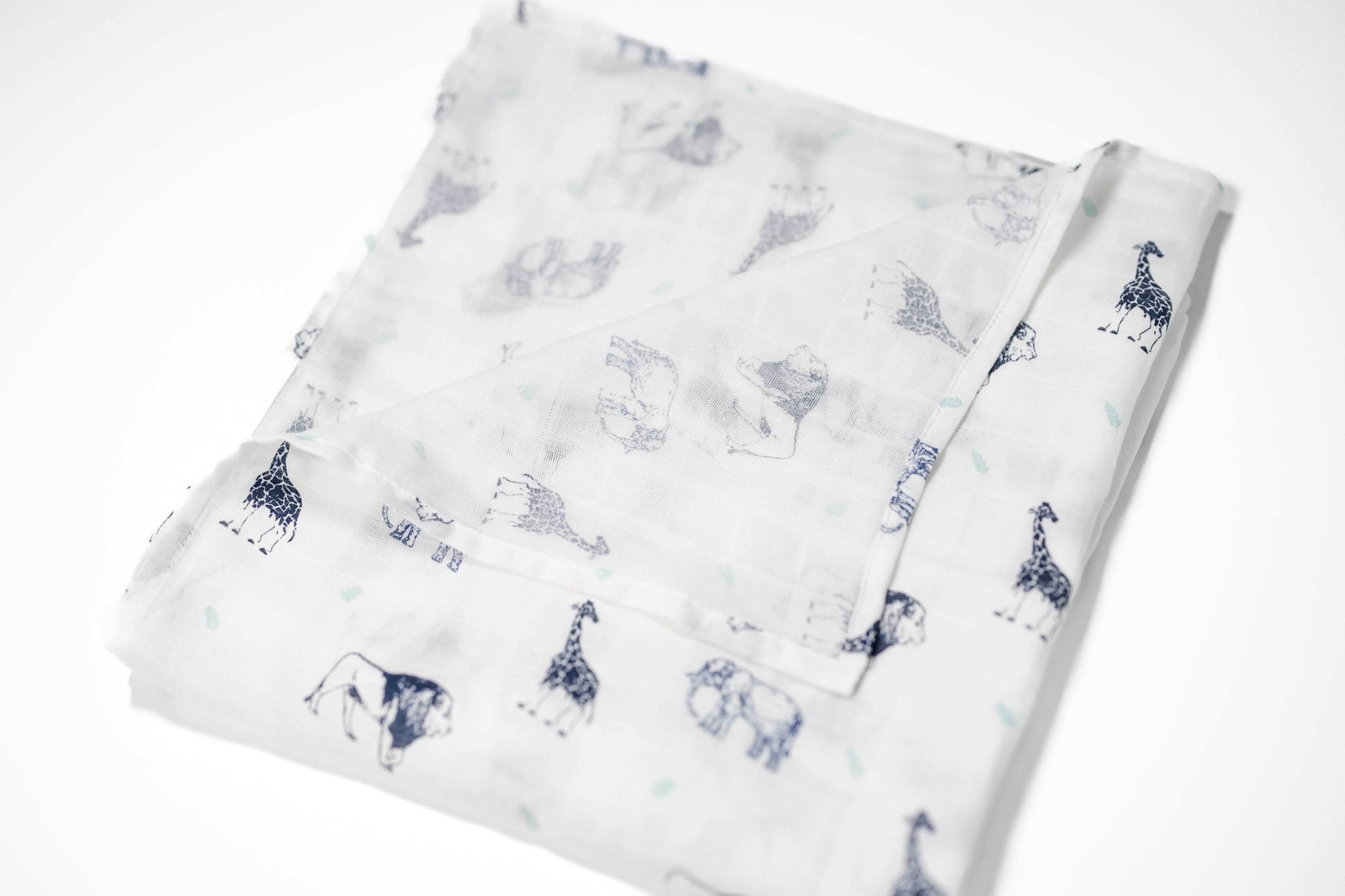 Blue Safari Lite - Organic Cotton Muslin Swaddle Blanket - CARLOMAR