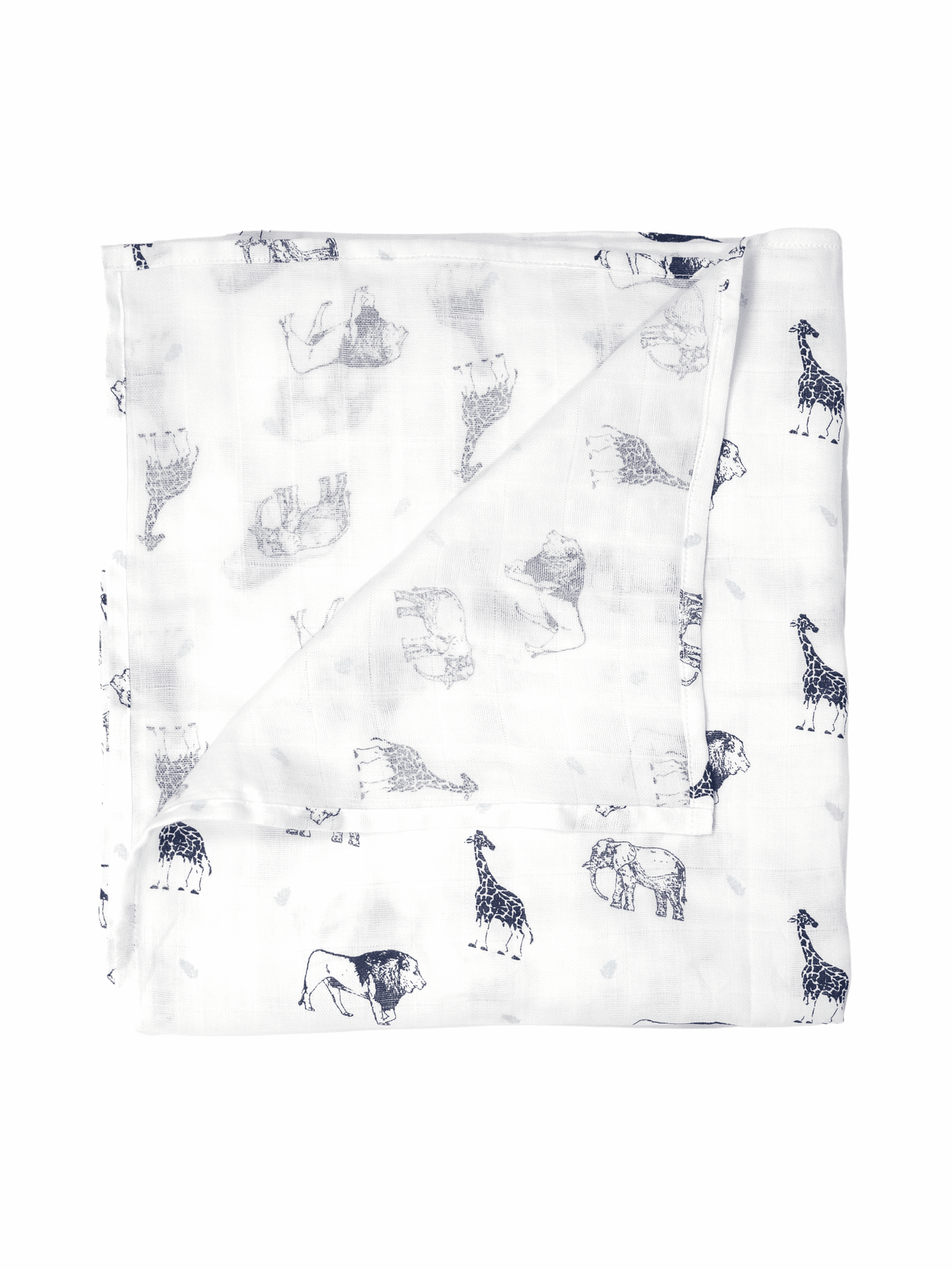 Blue Safari Lite - Organic Cotton Muslin Swaddle Blanket - CARLOMAR