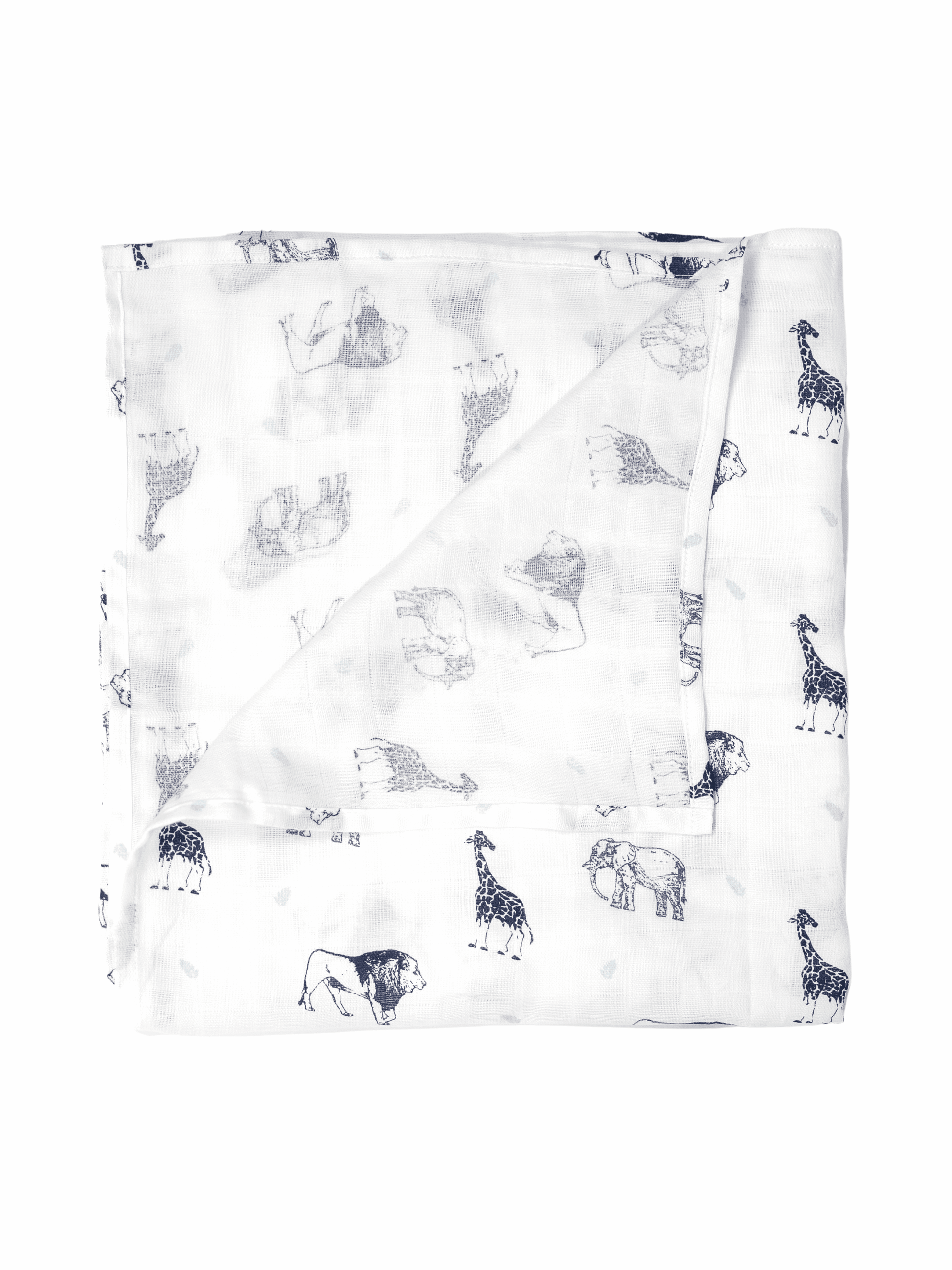 Blue Safari Lite - Organic Cotton Muslin Swaddle Blanket - CARLOMAR