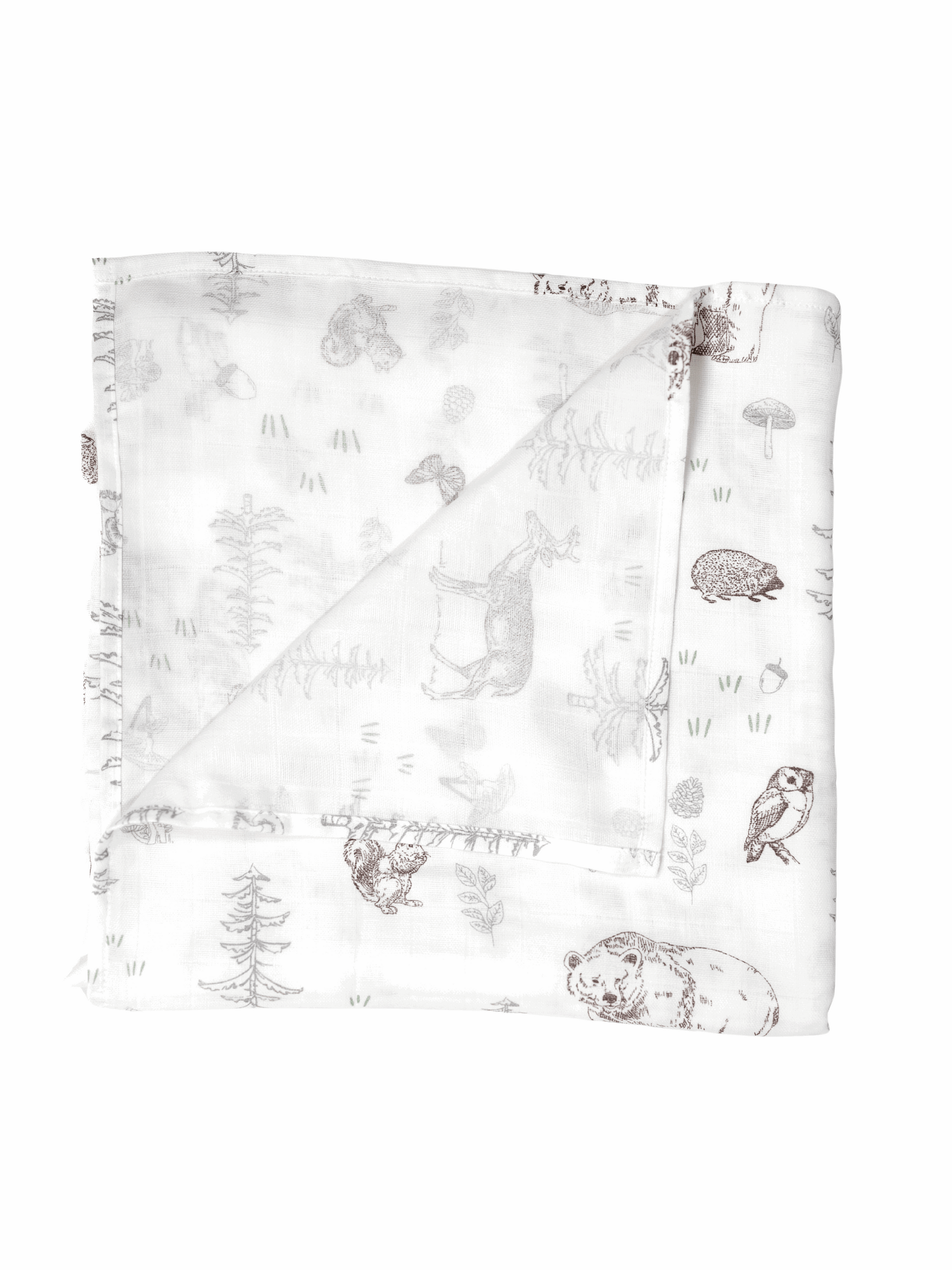 Woodland Sketch - Organic Cotton Muslin Swaddle Blanket - CARLOMAR