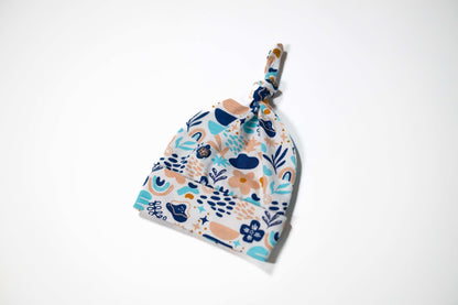 Peach Blue Boho - Organic Cotton Baby Top Knot Hat - CARLOMAR