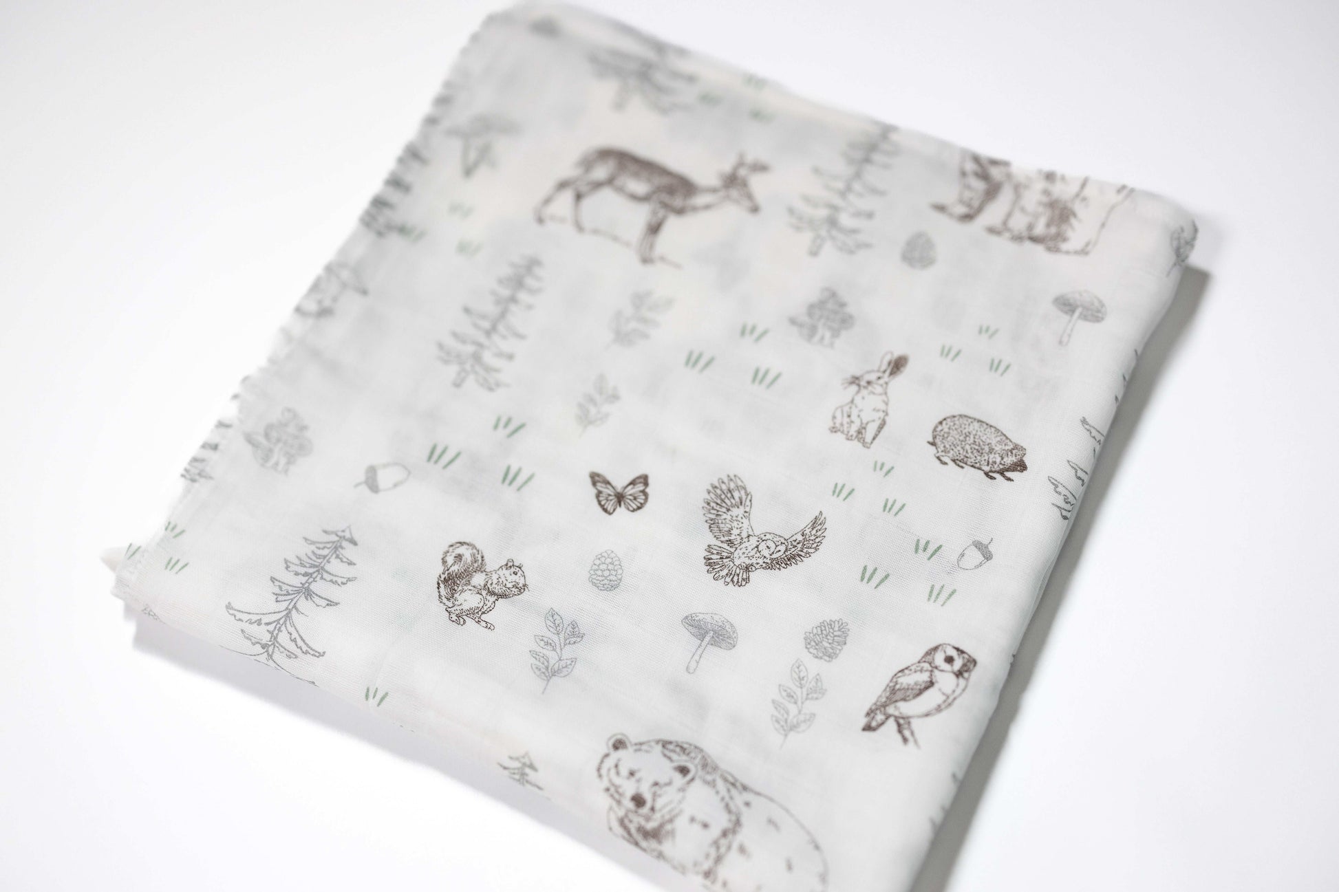 Woodland Sketch - Organic Cotton Muslin Swaddle Blanket - CARLOMAR