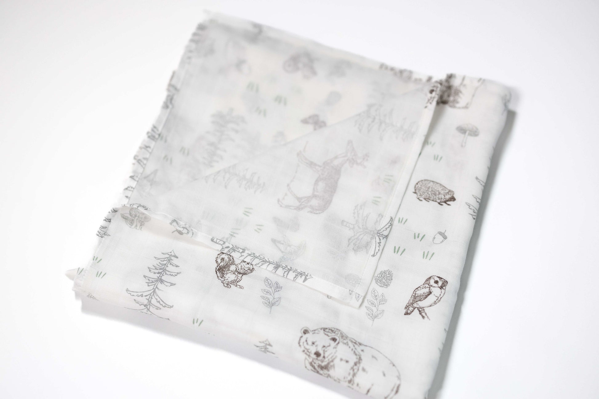 Woodland Sketch - Organic Cotton Muslin Swaddle Blanket - CARLOMAR