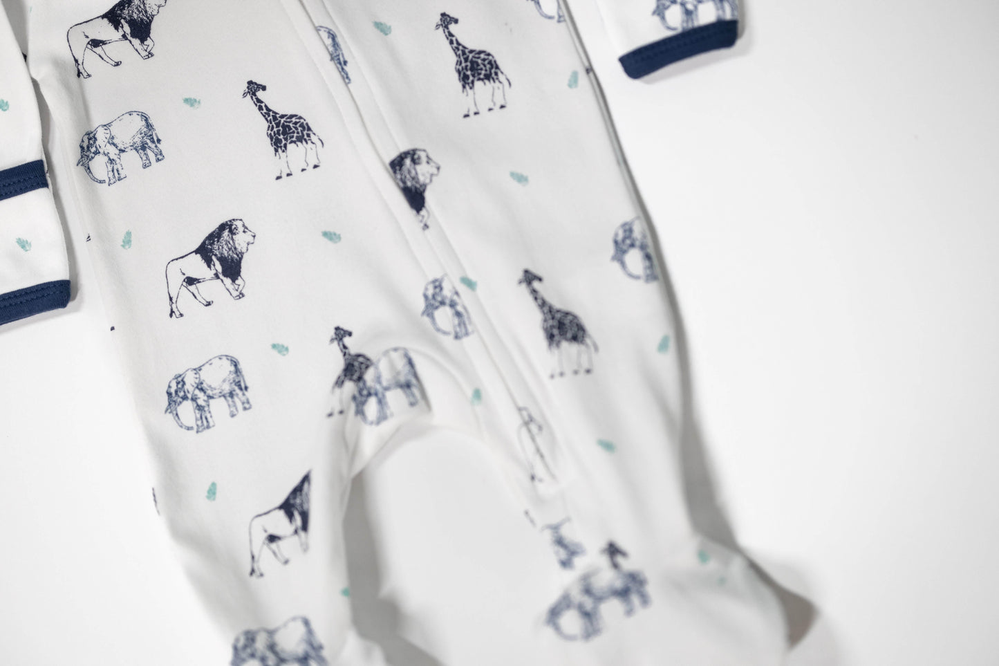 Blue Safari Lite - Two-Way Zipper Organic Cotton Sleep & Play Pajamas - CARLOMAR