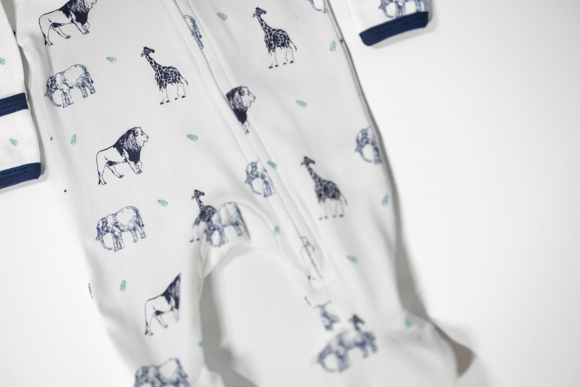 Blue Safari Lite - Two-Way Zipper Organic Cotton Sleep & Play Pajamas - CARLOMAR
