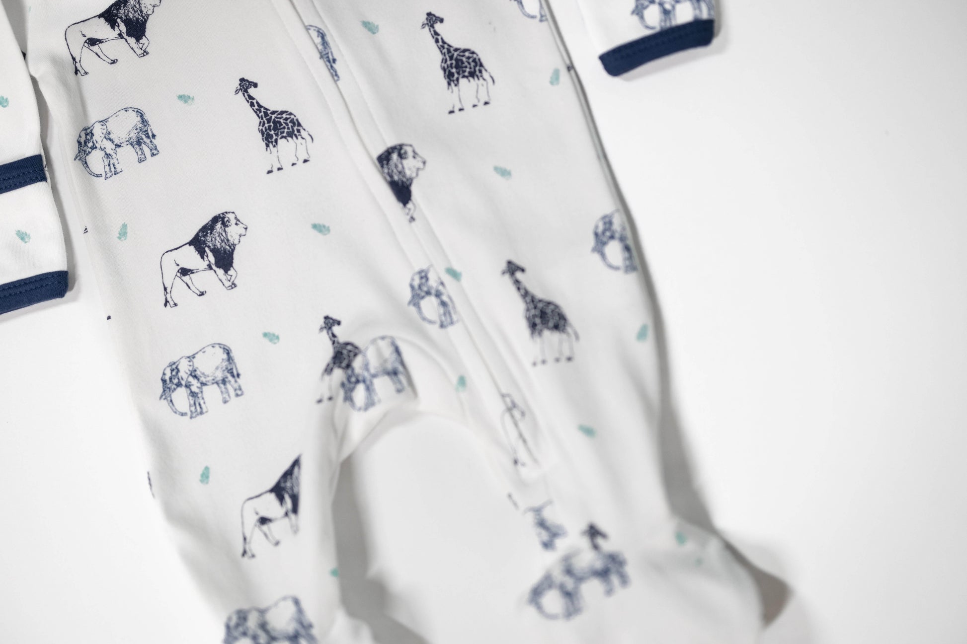 Blue Safari Lite - Two-Way Zipper Organic Cotton Sleep & Play Pajamas - CARLOMAR