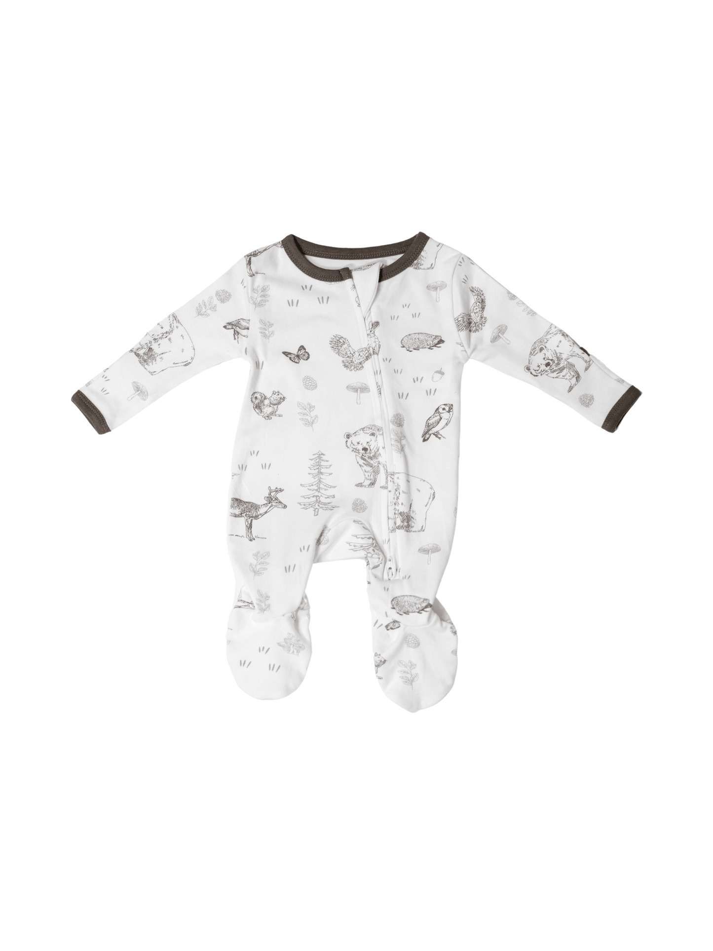 Woodland Sketch - Two-Way Zipper Organic Cotton Sleep & Play Pajamas - CARLOMAR