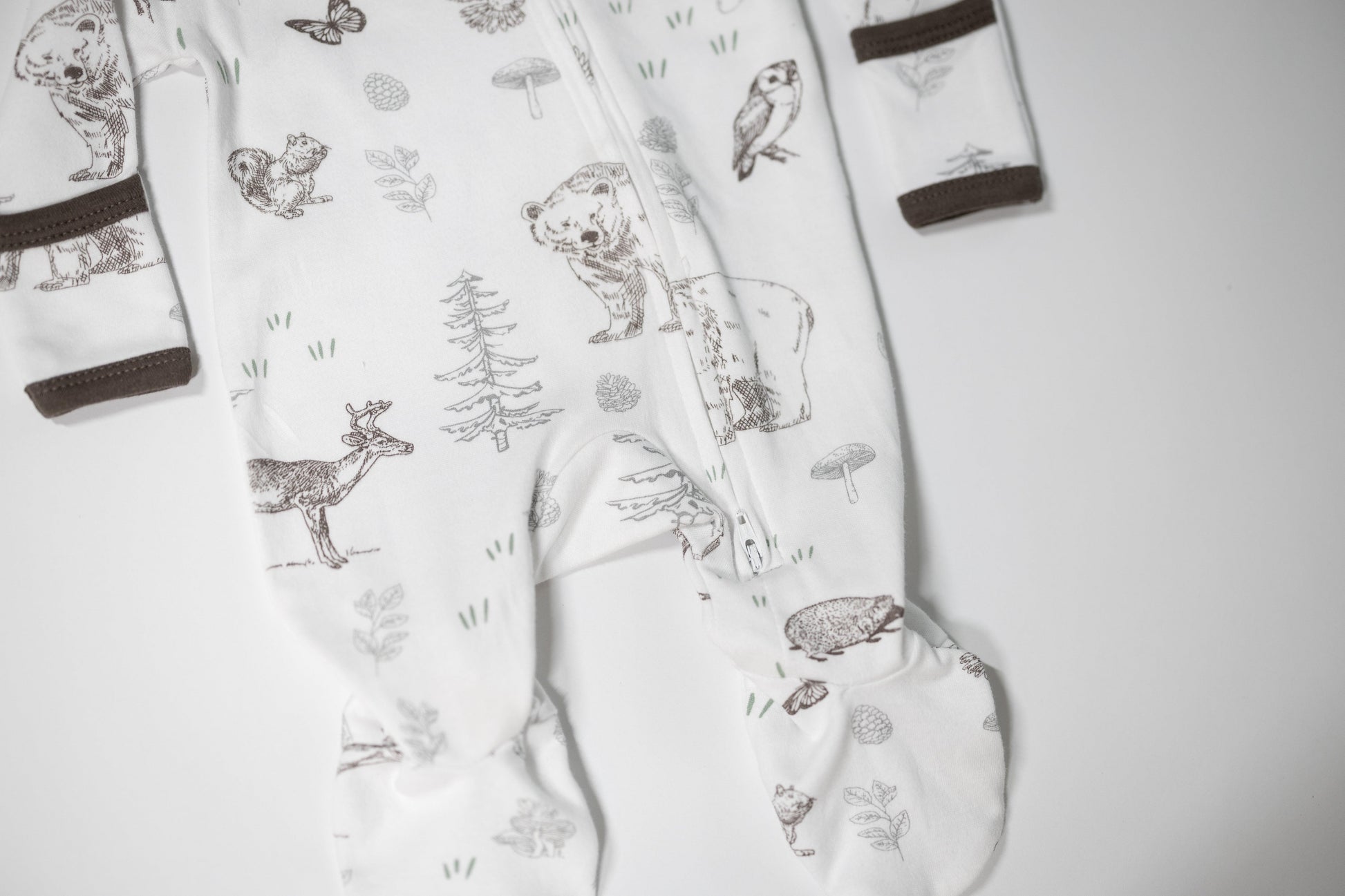 Woodland Sketch - Two-Way Zipper Organic Cotton Sleep & Play Pajamas - CARLOMAR