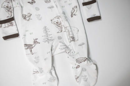Woodland Sketch - Two-Way Zipper Organic Cotton Sleep & Play Pajamas - CARLOMAR