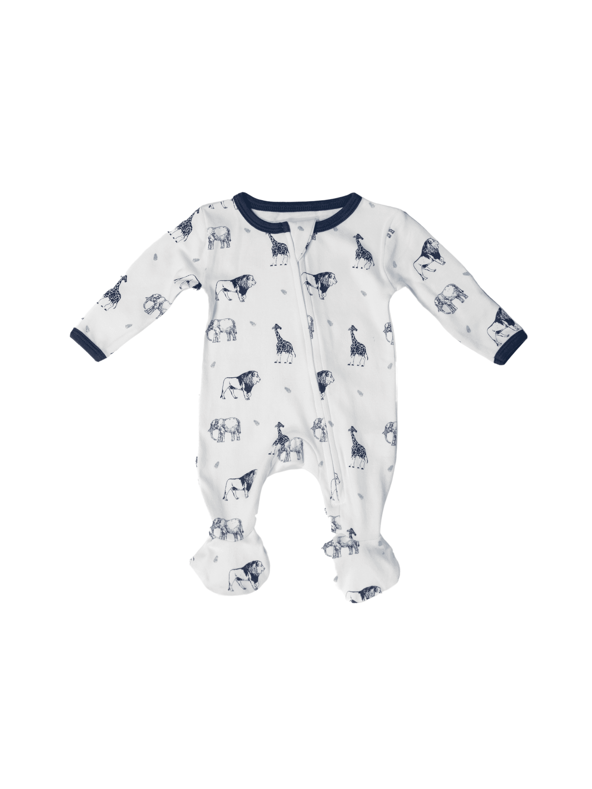 Blue Safari Lite - Two-Way Zipper Organic Cotton Sleep & Play Pajamas - CARLOMAR
