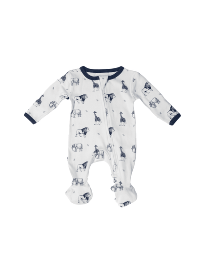 Blue Safari Lite - Two-Way Zipper Organic Cotton Sleep & Play Pajamas - CARLOMAR