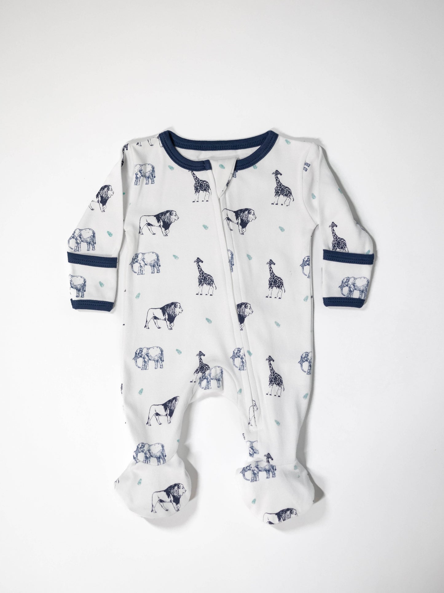 Blue Safari Lite - Two-Way Zipper Organic Cotton Sleep & Play Pajamas - CARLOMAR