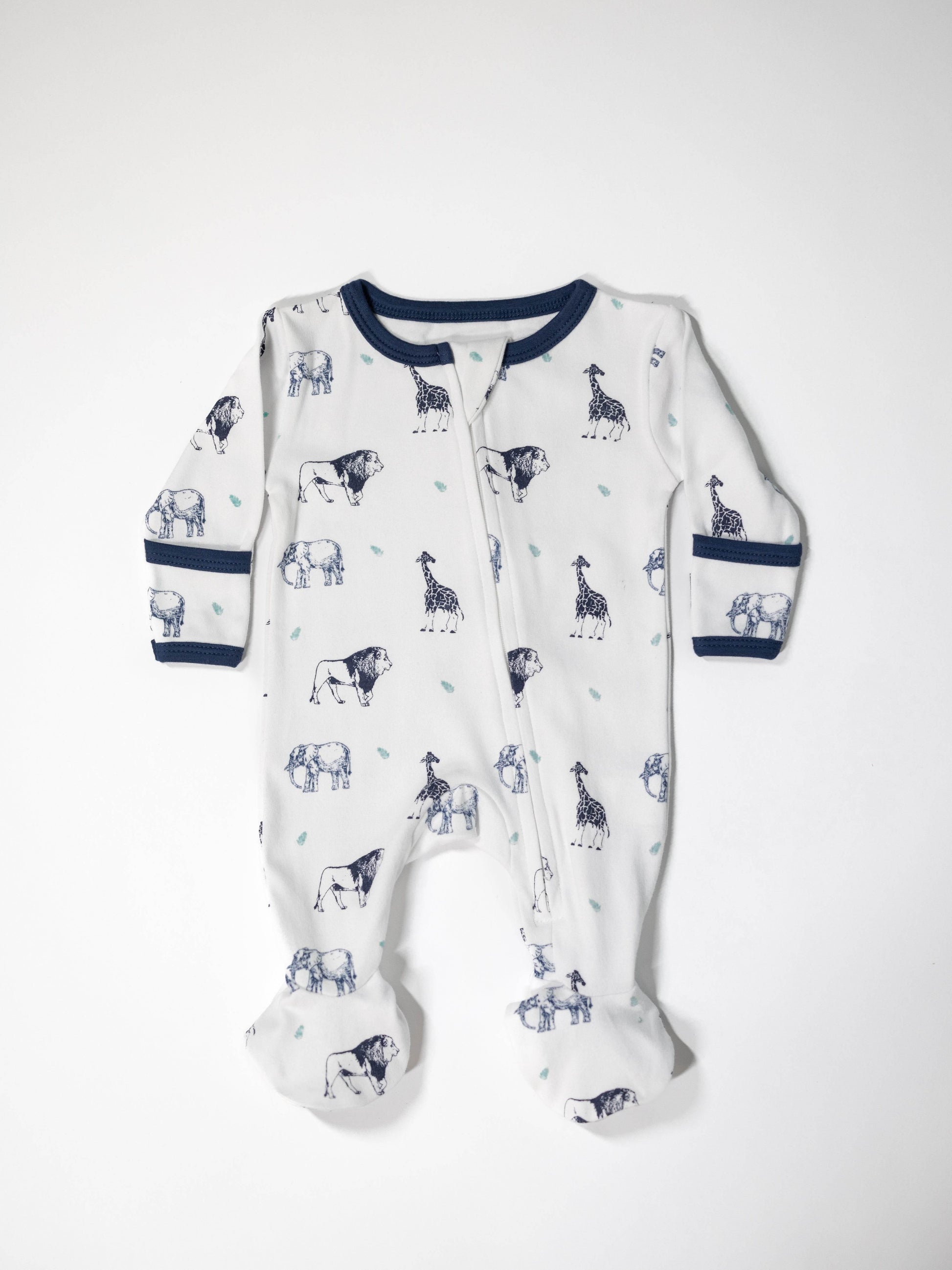 Blue Safari Lite - Two-Way Zipper Organic Cotton Sleep & Play Pajamas - CARLOMAR