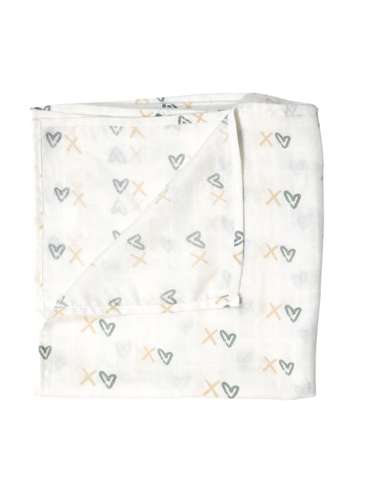 XOXO - Organic Cotton Muslin Swaddle Blanket - CARLOMAR