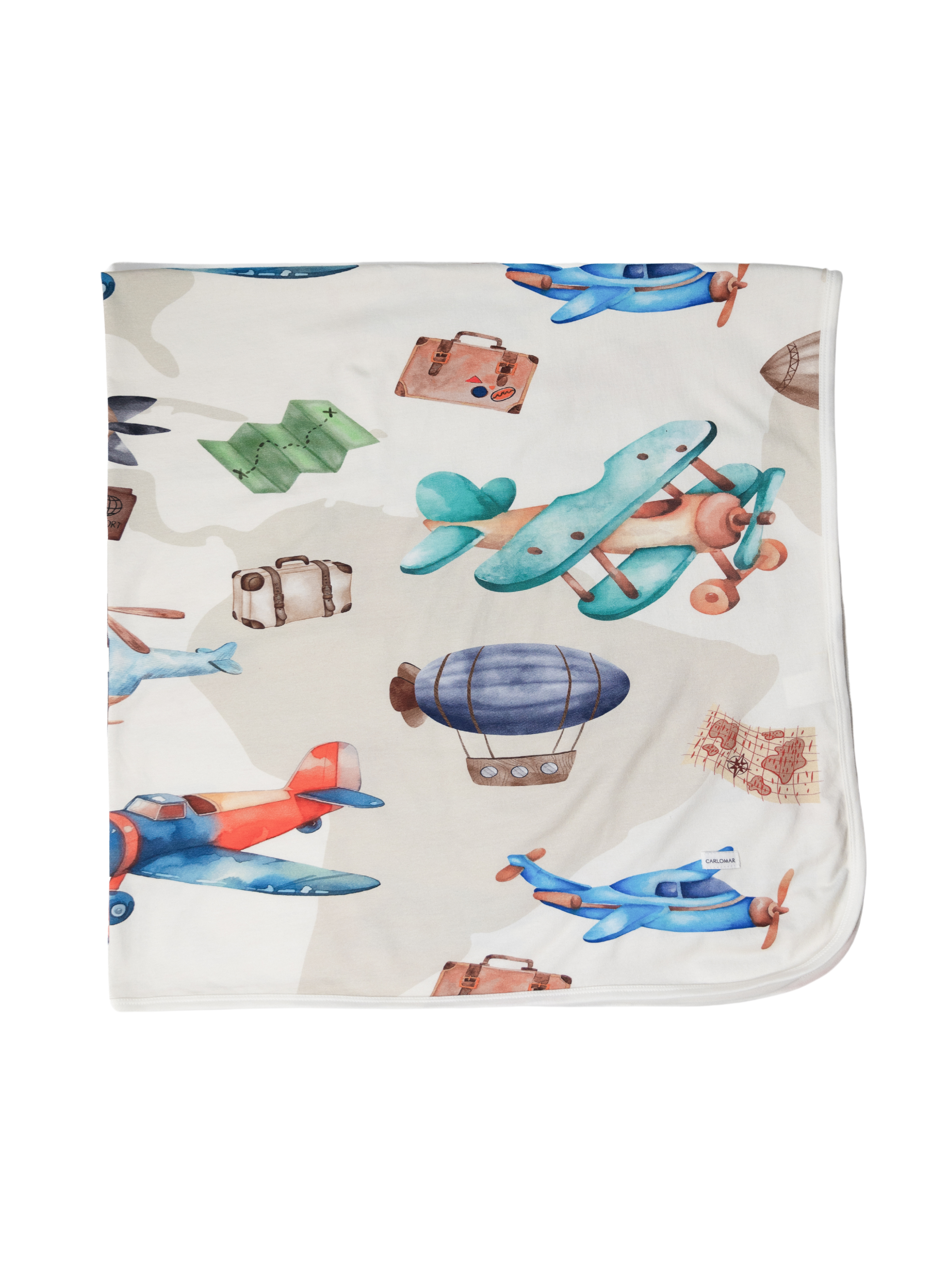 Vintage Airplane - Organic Cotton Stretch Swaddle Blanket - CARLOMAR