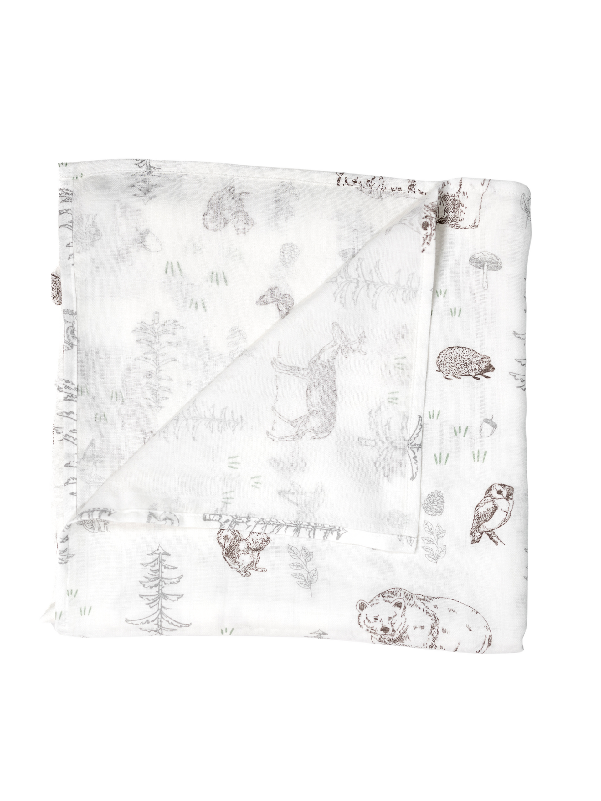 Woodland Sketch - Organic Cotton Muslin Swaddle Blanket - CARLOMAR