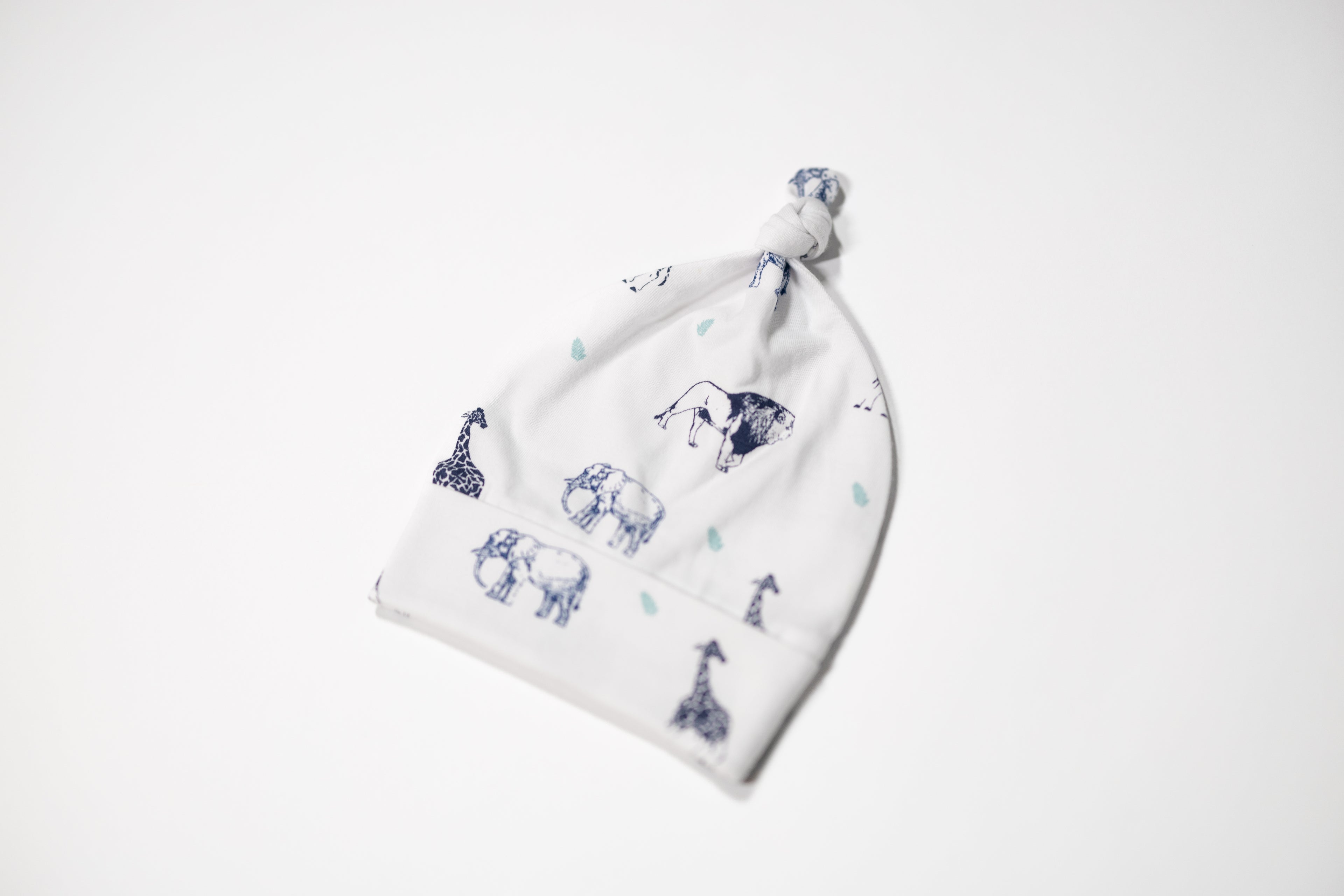Blue Safari Lite - Organic Cotton Baby Top Knot Hat - CARLOMAR