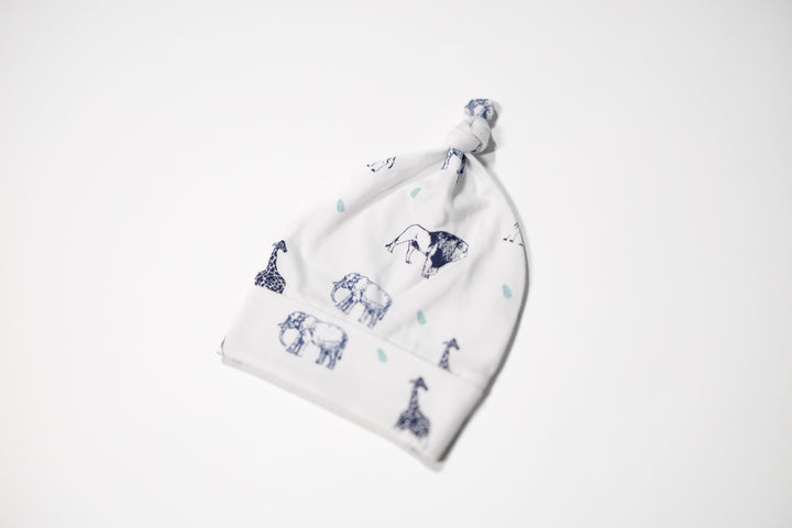 Blue Safari Lite - Organic Cotton Baby Top Knot Hat - CARLOMAR