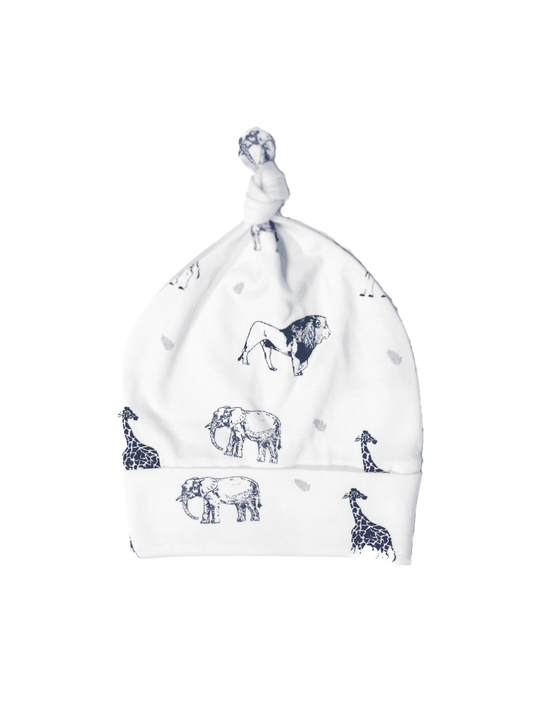 Blue Safari Lite - Organic Cotton Baby Top Knot Hat - CARLOMAR