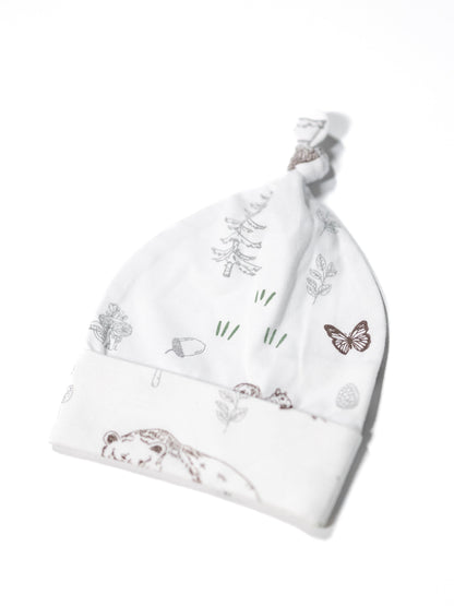 Woodland Sketch - Organic Cotton Baby Top Knot Hat - CARLOMAR