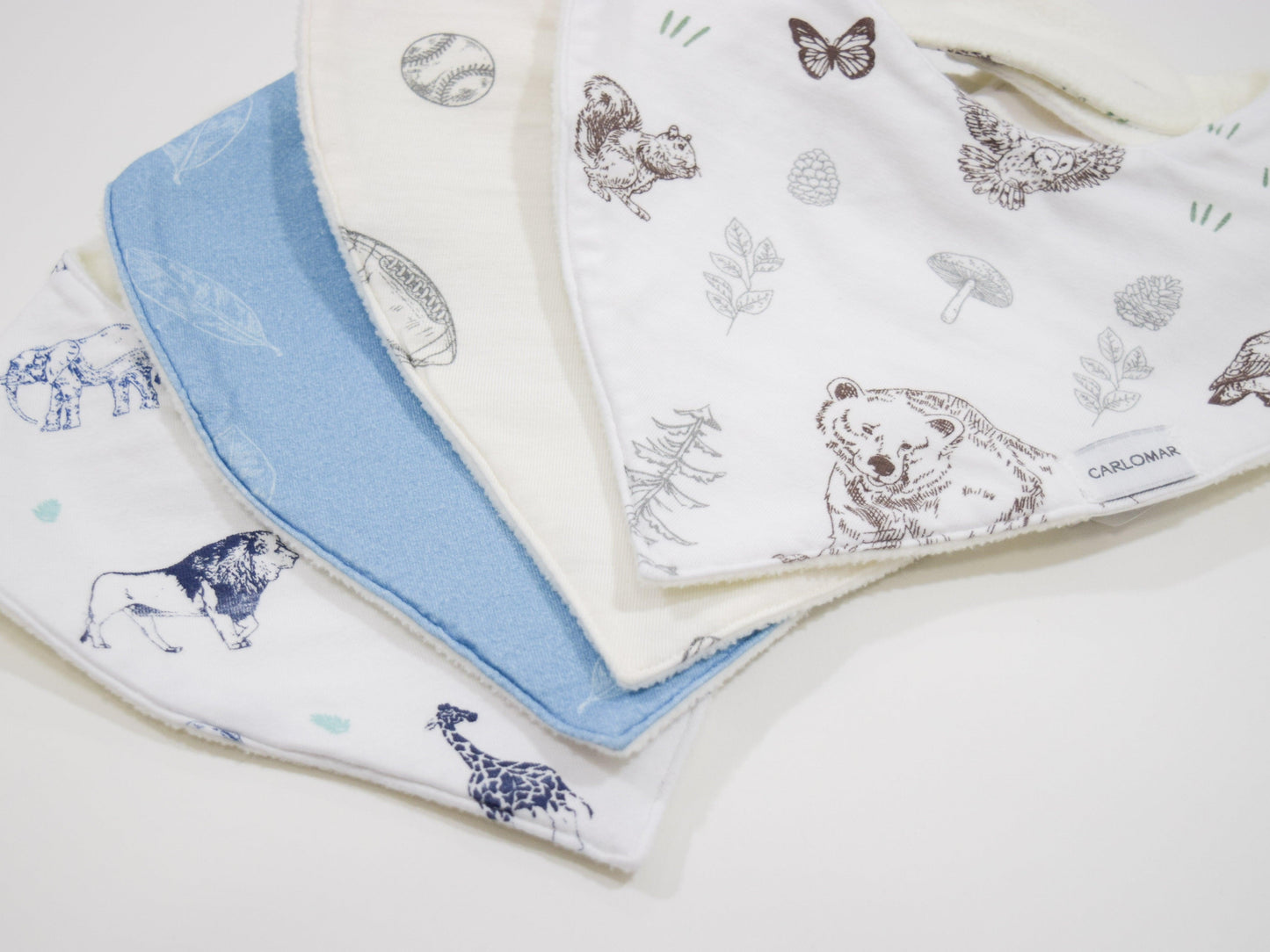 Premium Organic Cotton Bandana Baby Bibs - 4 Pack  (Boys) - CARLOMAR