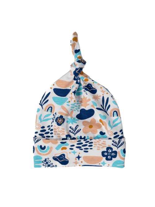 Peach Blue Boho - Organic Cotton Baby Top Knot Hat - CARLOMAR