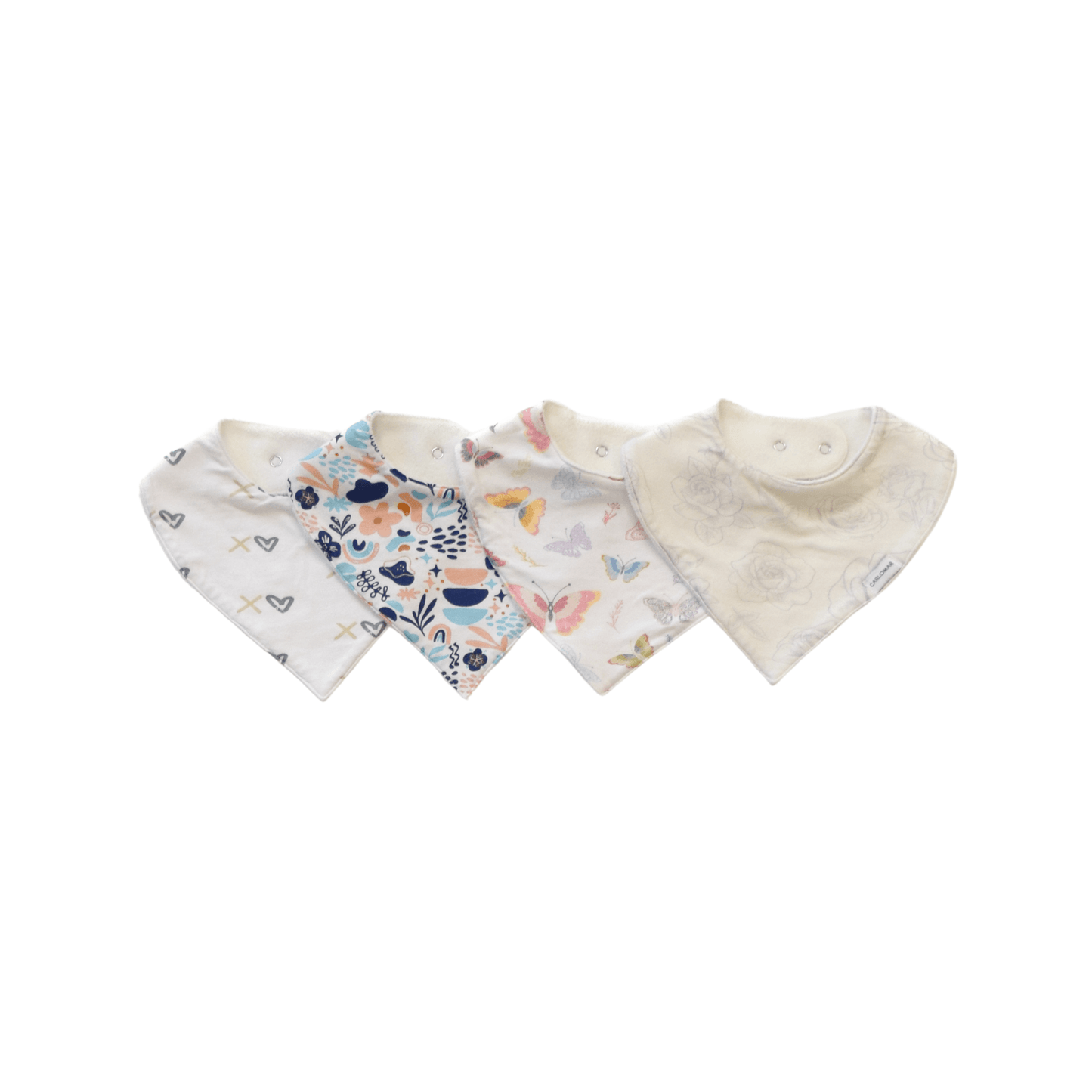 Premium Organic Cotton Bandana Baby Bibs - 4 Pack  (Girls) - CARLOMAR
