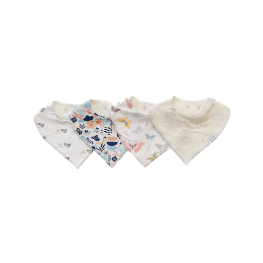 Premium Organic Cotton Bandana Baby Bibs - 4 Pack  (Girls) - CARLOMAR