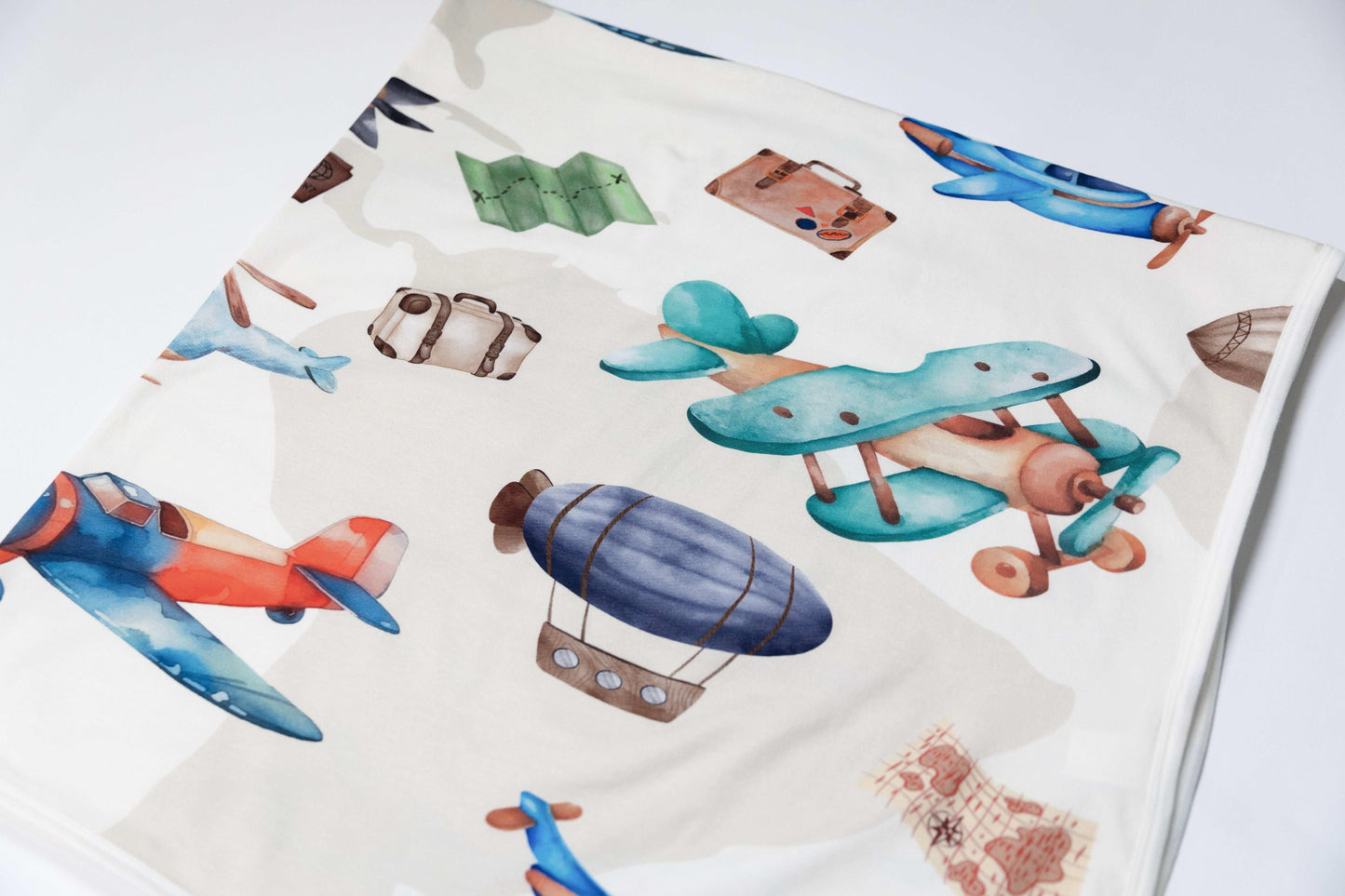 Vintage Airplane - Organic Cotton Stretch Swaddle Blanket - CARLOMAR