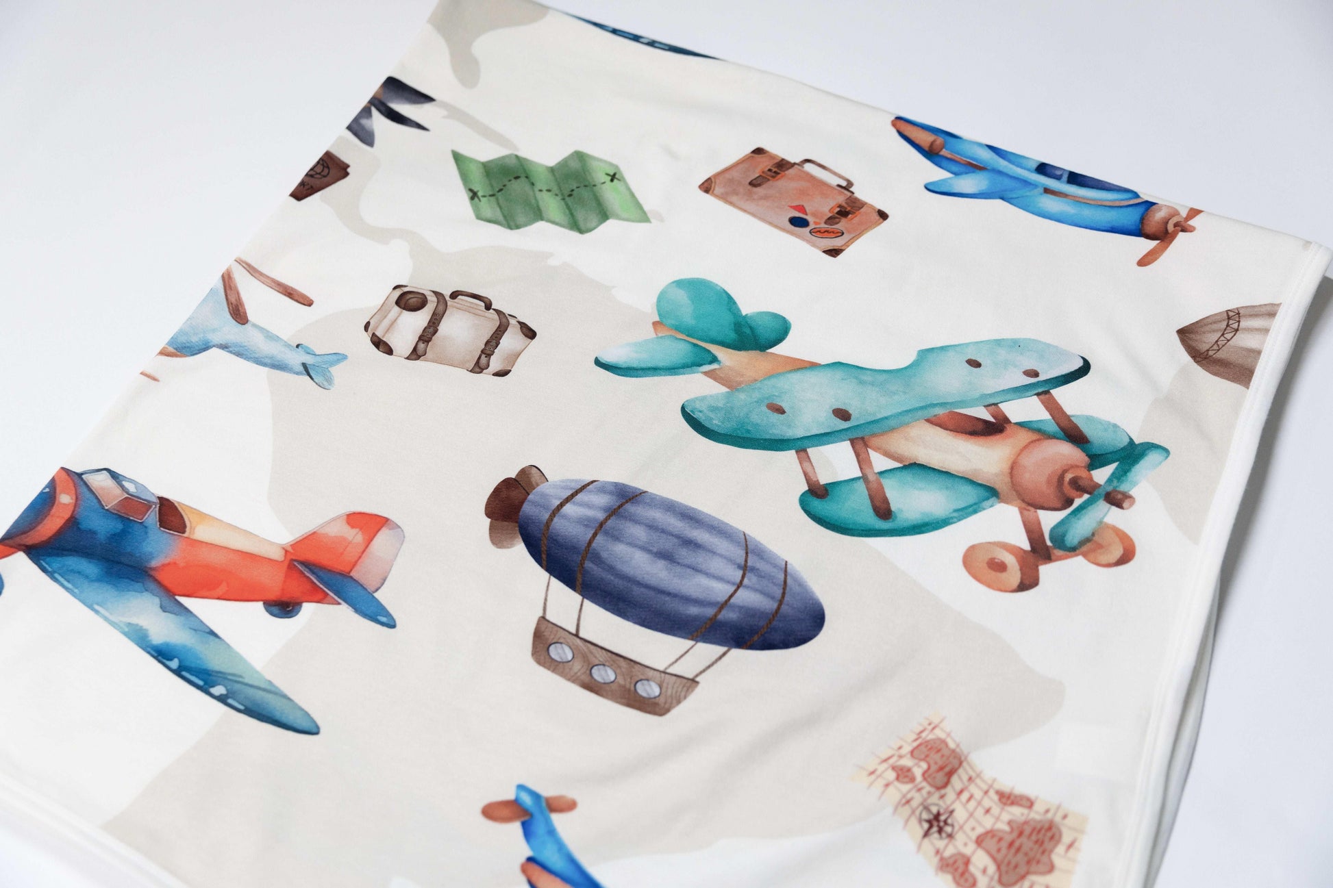 Vintage Airplane - Organic Cotton Stretch Swaddle Blanket - CARLOMAR