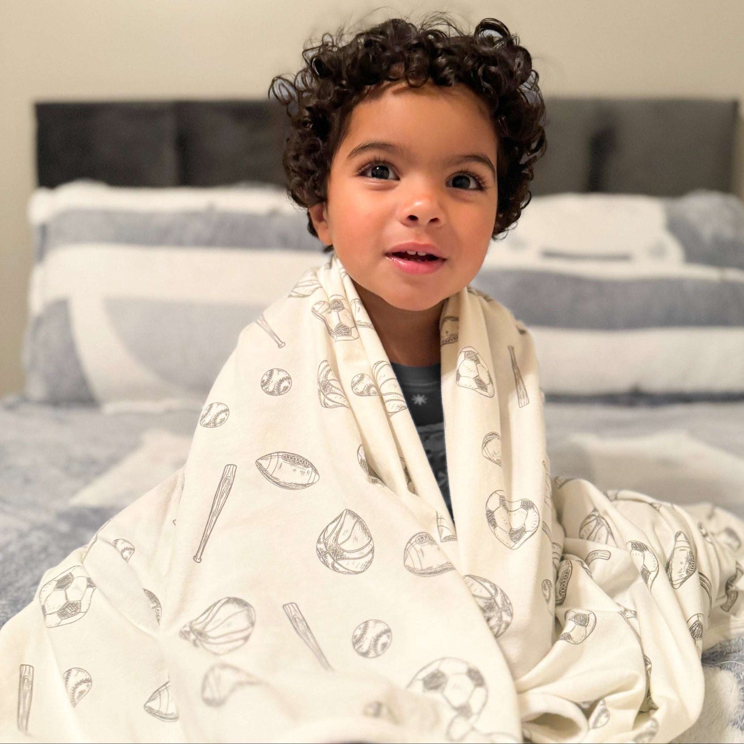 Sports Sketch - Organic Swaddle Stretch Swaddle Blanket - CARLOMAR