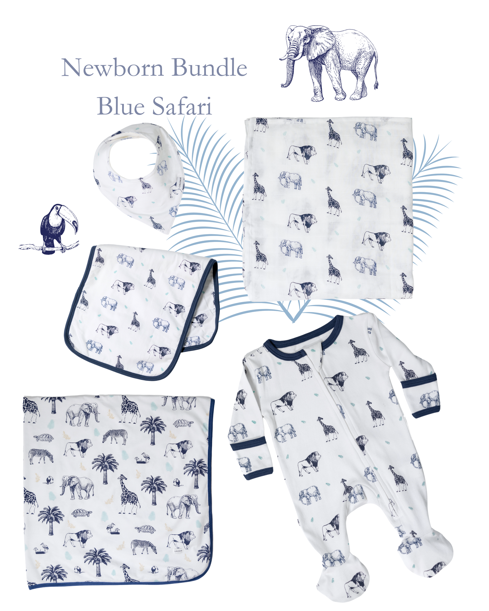 Blue Safari Newborn Essentials Bundle